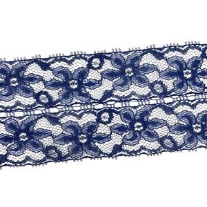 Vintage navy blue picot lace floral sewing trim 6 yards